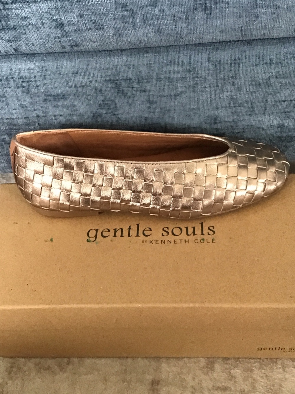 gentle souls Willow Gravel Leather Woven Ballet Flat